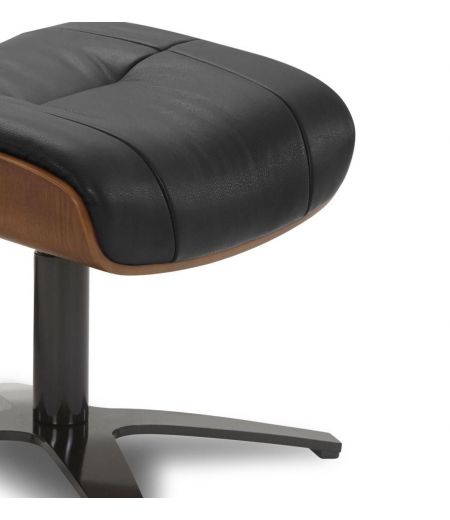 Pouf en cuir et chêne Naturel - Naos