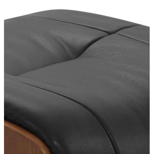 Pouf en cuir et chêne Naturel - Naos