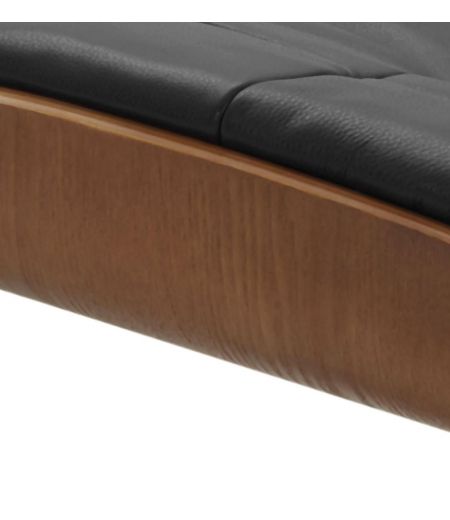 Pouf en cuir et chêne Naturel - Naos