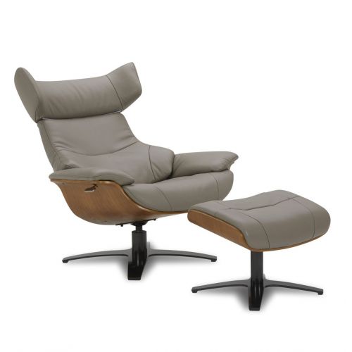 Pouf en cuir et chêne Naturel - Naos