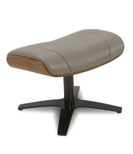 Pouf en cuir et chêne Naturel - Naos