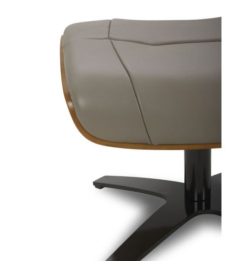 Pouf en cuir et chêne Naturel - Naos