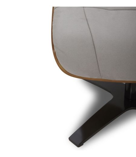 Pouf en Microfibre et chêne Naturel - Naos