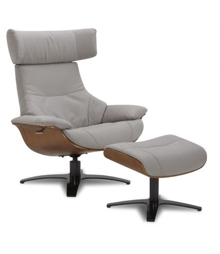 Pouf en Microfibre et chêne Naturel - Naos