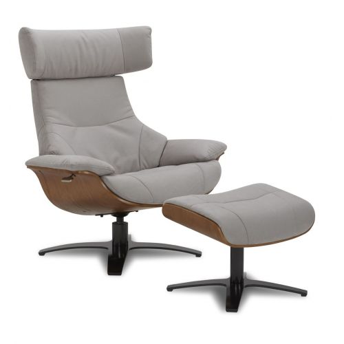 Pouf en Microfibre et chêne Naturel - Naos