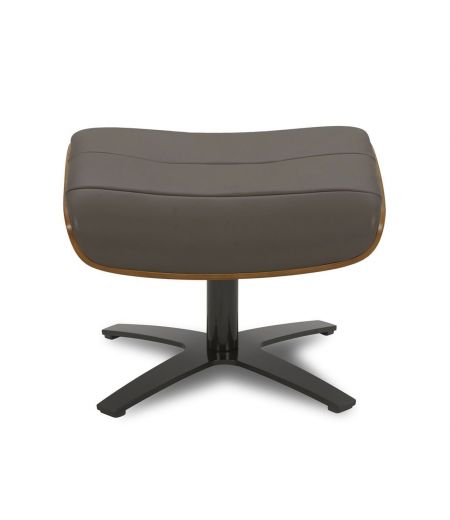 Pouf en Cuir et Chêne Naturel - Véga