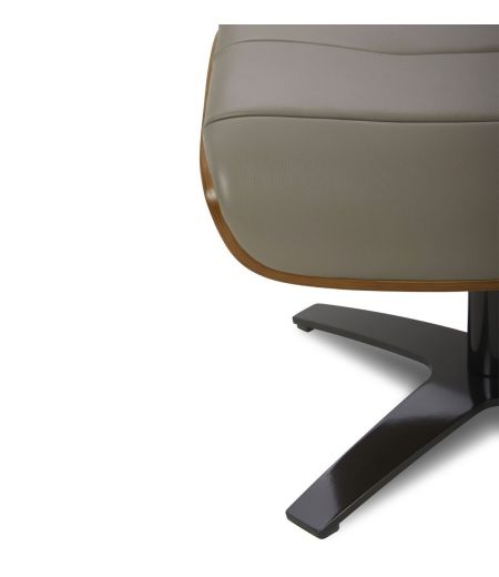 Pouf en Cuir et Chêne Naturel - Véga