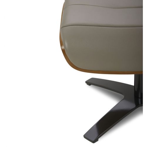 Pouf en Cuir et Chêne Naturel - Véga