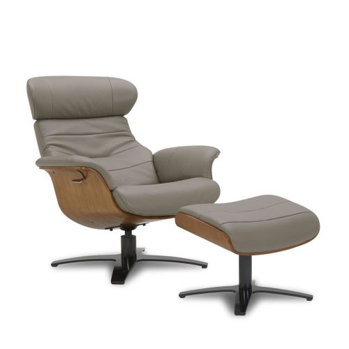 Pouf en Cuir et Chêne Naturel - Véga