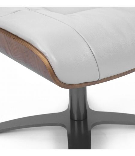 Pouf en Cuir et Chêne Naturel - Véga