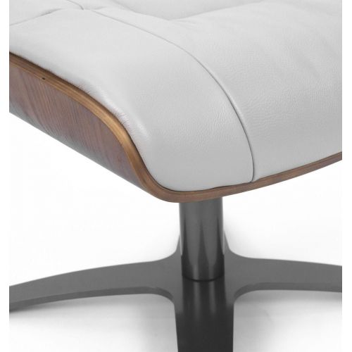 Pouf en Cuir et Chêne Naturel - Véga