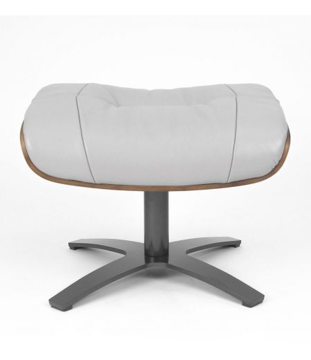 Pouf en Cuir et Chêne Naturel - Véga