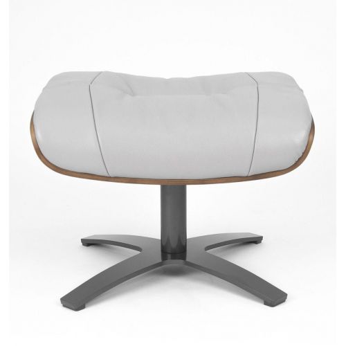 Pouf en Cuir et Chêne Naturel - Véga