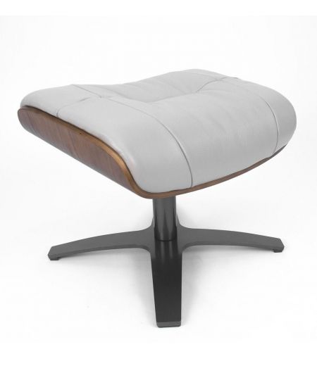 Puf de piel y roble natural - Vega