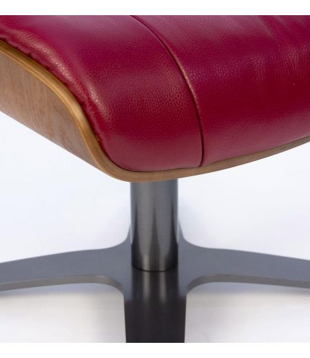 Puf de piel y roble natural - Vega