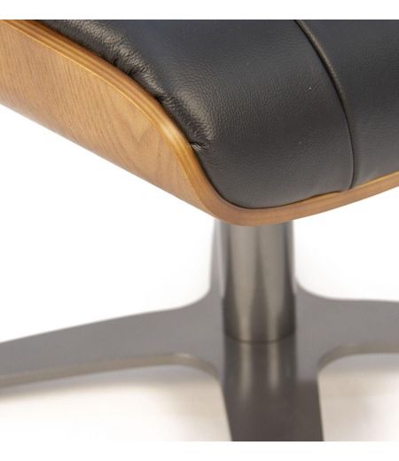 Pouf en Cuir et Chêne Naturel - Véga