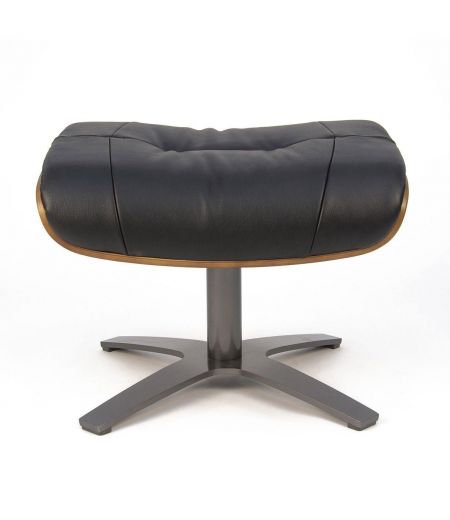 Pouf en Cuir et Chêne Naturel - Véga