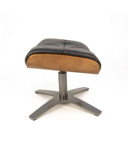 Pouf en Cuir et Chêne Naturel - Véga