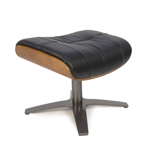 Pouf en Cuir et Chêne Naturel - Véga