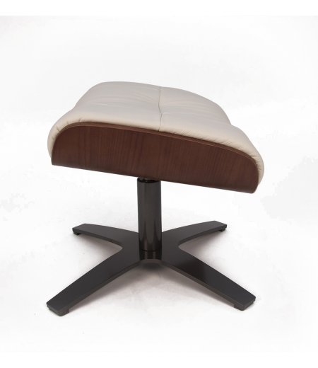 Pouf en Cuir et Chêne Naturel - Véga