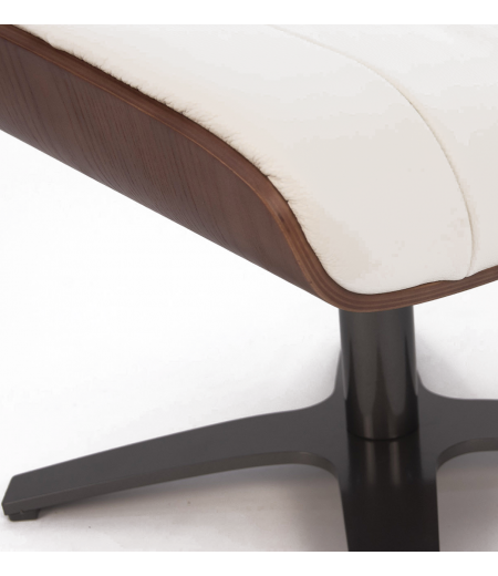 Pouf en Cuir et Chêne Naturel - Véga