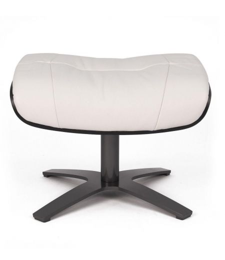 Pouf Cuir et Chêne Noir - Véga