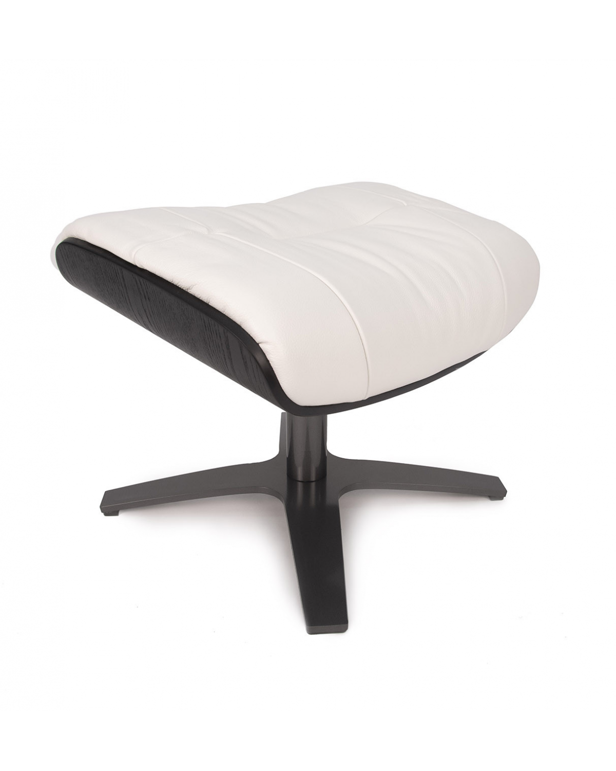 Pouf Cuir et Chêne Noir - Véga