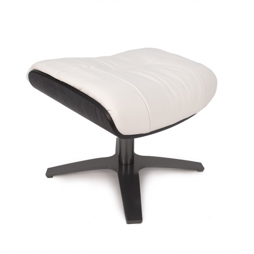 Pouf Cuir et Chêne Noir - Véga