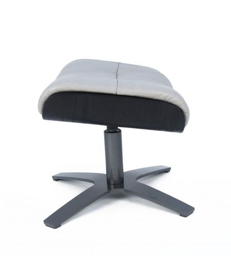 Pouf Cuir et Chêne Noir - Véga