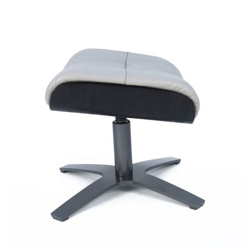 Pouf Cuir et Chêne Noir - Véga