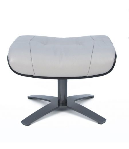 Pouf Cuir et Chêne Noir - Véga