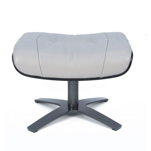 Pouf Cuir et Chêne Noir - Véga