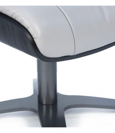 Pouf Cuir et Chêne Noir - Véga