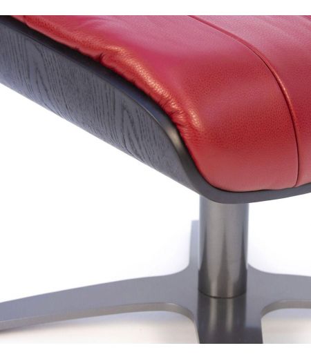 Pouf Cuir et Chêne Noir - Véga