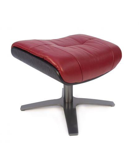 Pouf Cuir et Chêne Noir - Véga