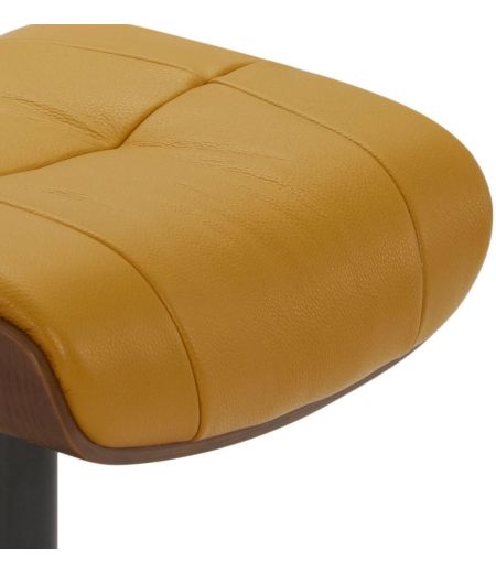 Pouf en cuir et chêne Naturel - Naos