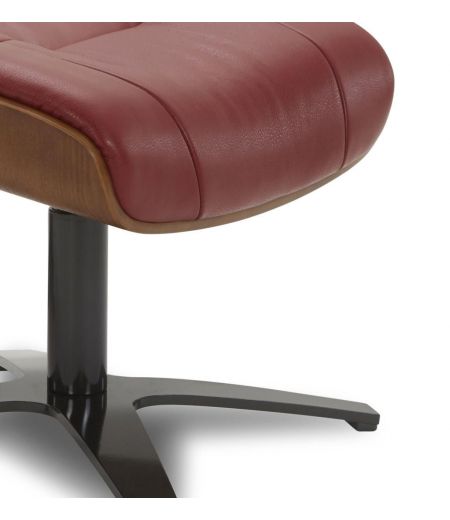 Pouf en cuir et chêne Naturel - Naos