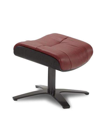 Pouf in leather and black oak - Naos - Red