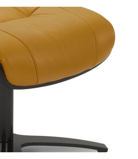 Pouf en cuir et chêne noir - Naos