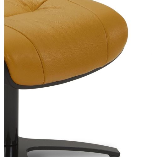 Pouf en cuir et chêne noir - Naos