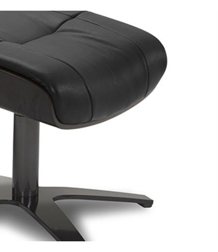 Pouf en cuir et chêne noir - Naos