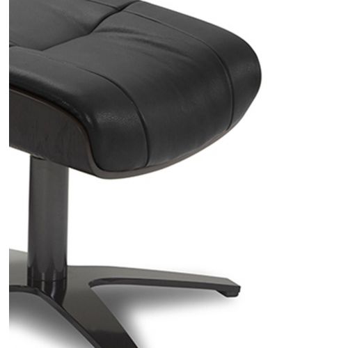 Pouf en cuir et chêne noir - Naos