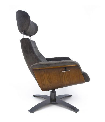 Fauteuil Tissu ou Velours et Chêne Naturel - Véga