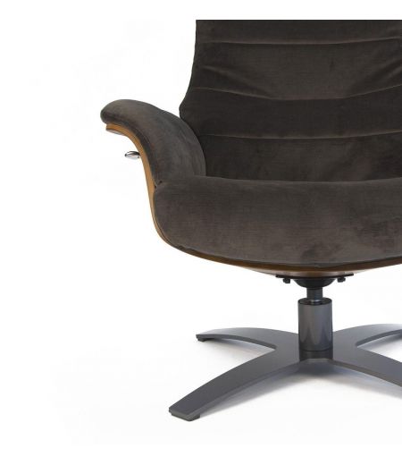 Fauteuil Tissu ou Velours et Chêne Naturel - Véga