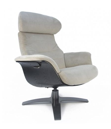 Fauteuil Tissu ou Velours et Chêne Noir - Véga