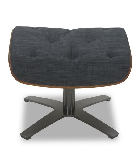 Fabric and Natural Oak Pouffe - Aludra