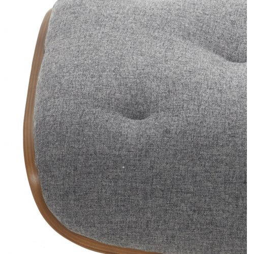Fabric and Natural Oak Pouffe - Aludra