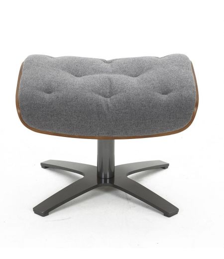 Pouf Tissu et Chêne Naturel - Aludra