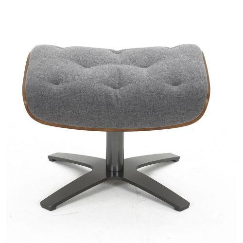 Fabric and Natural Oak Pouffe - Aludra