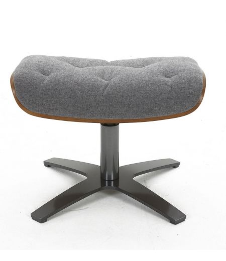 Pouf Tissu et Chêne Naturel - Aludra